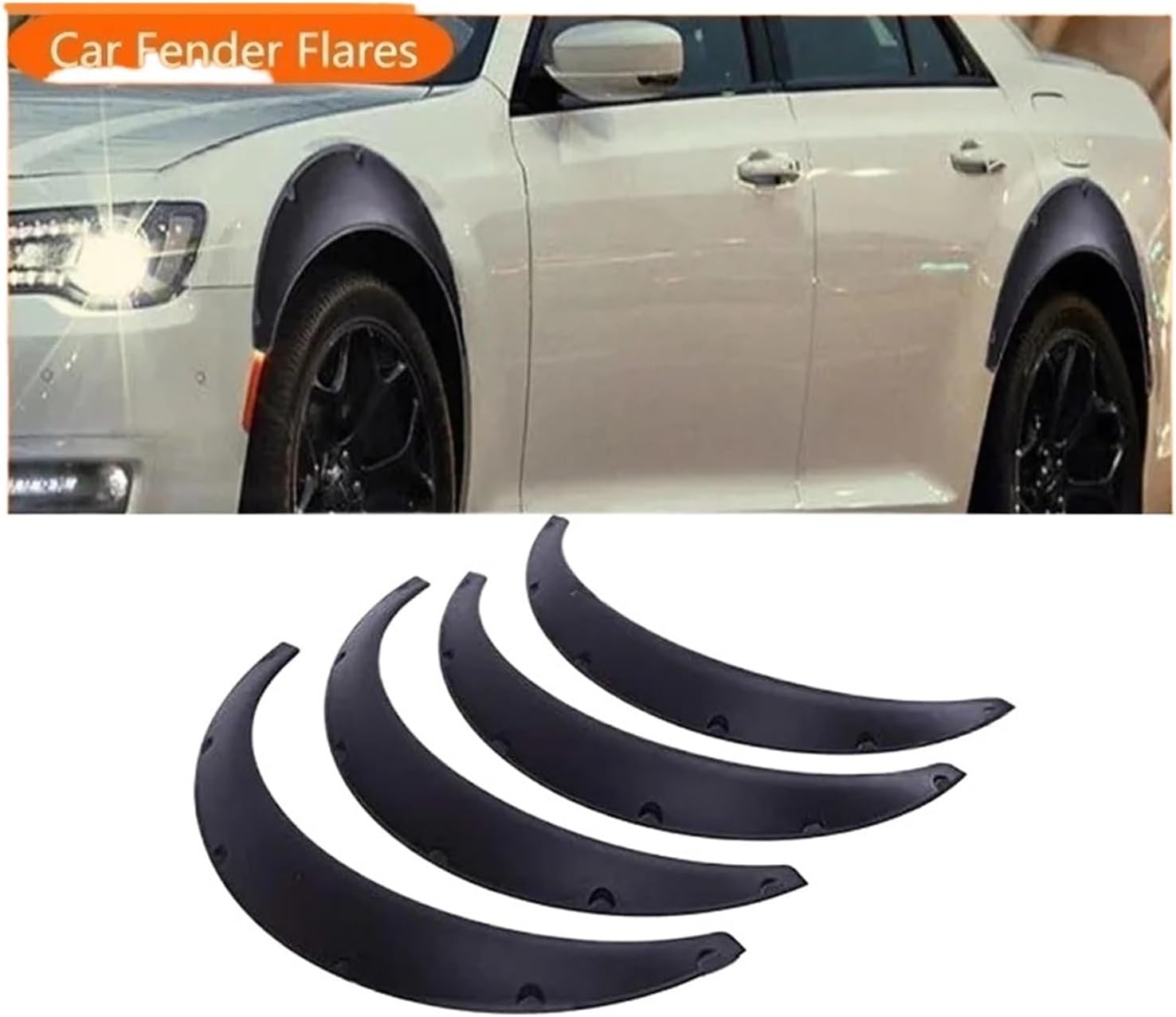 Car Flares Mudguard Wheel Cover Protect Matte Black Compatible with C-hrysler 300 300C Extra Wide Body Kit Arch Mudflaps