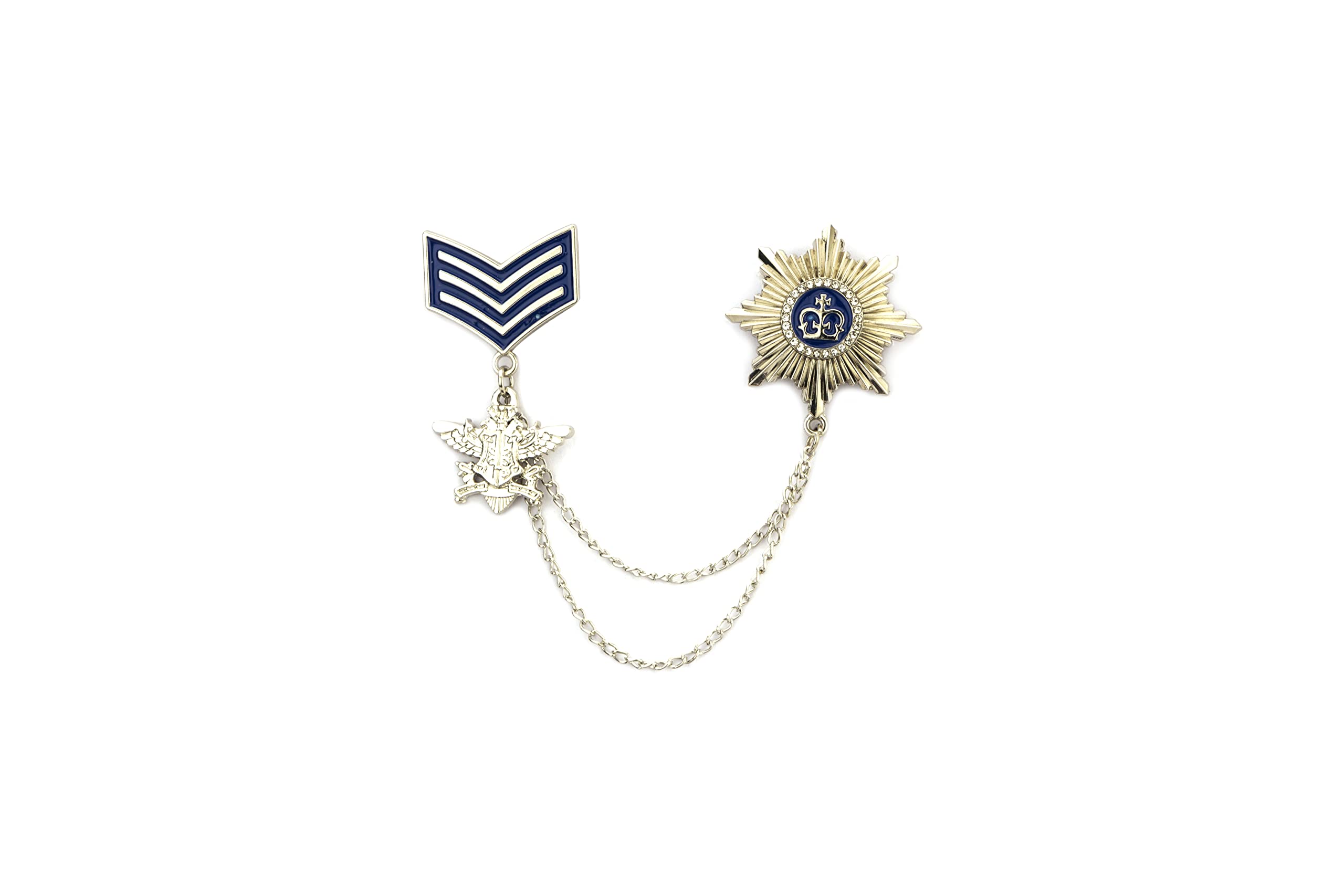 Crown Badge With Star And Hanging Tassel Chain Collar Pin Brooch, Suit Stud, Shirt Studs, Lapel Pin Accessories for Men Women-image-43