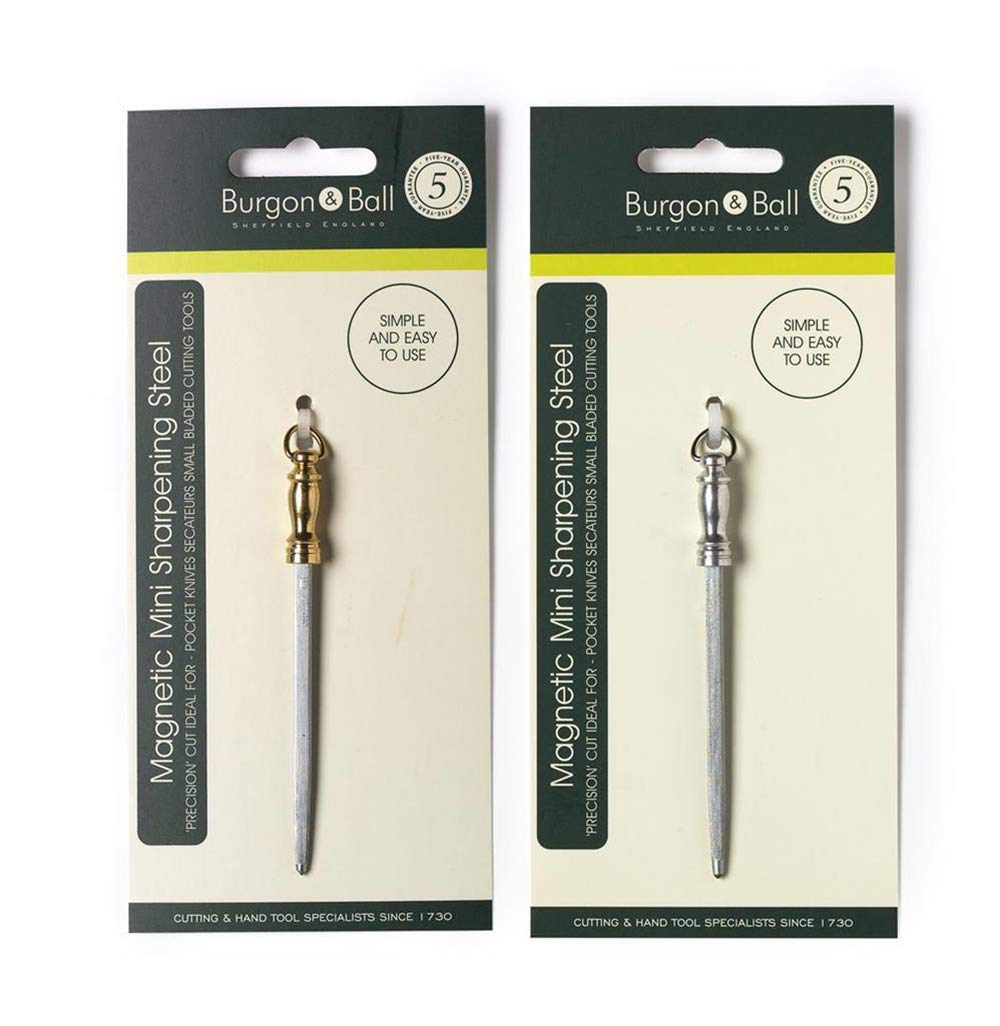 Burgon & Ball Silver Miniature Sharpening Steel Cutting Tool With Aluminium Handle, 7 Cm Length