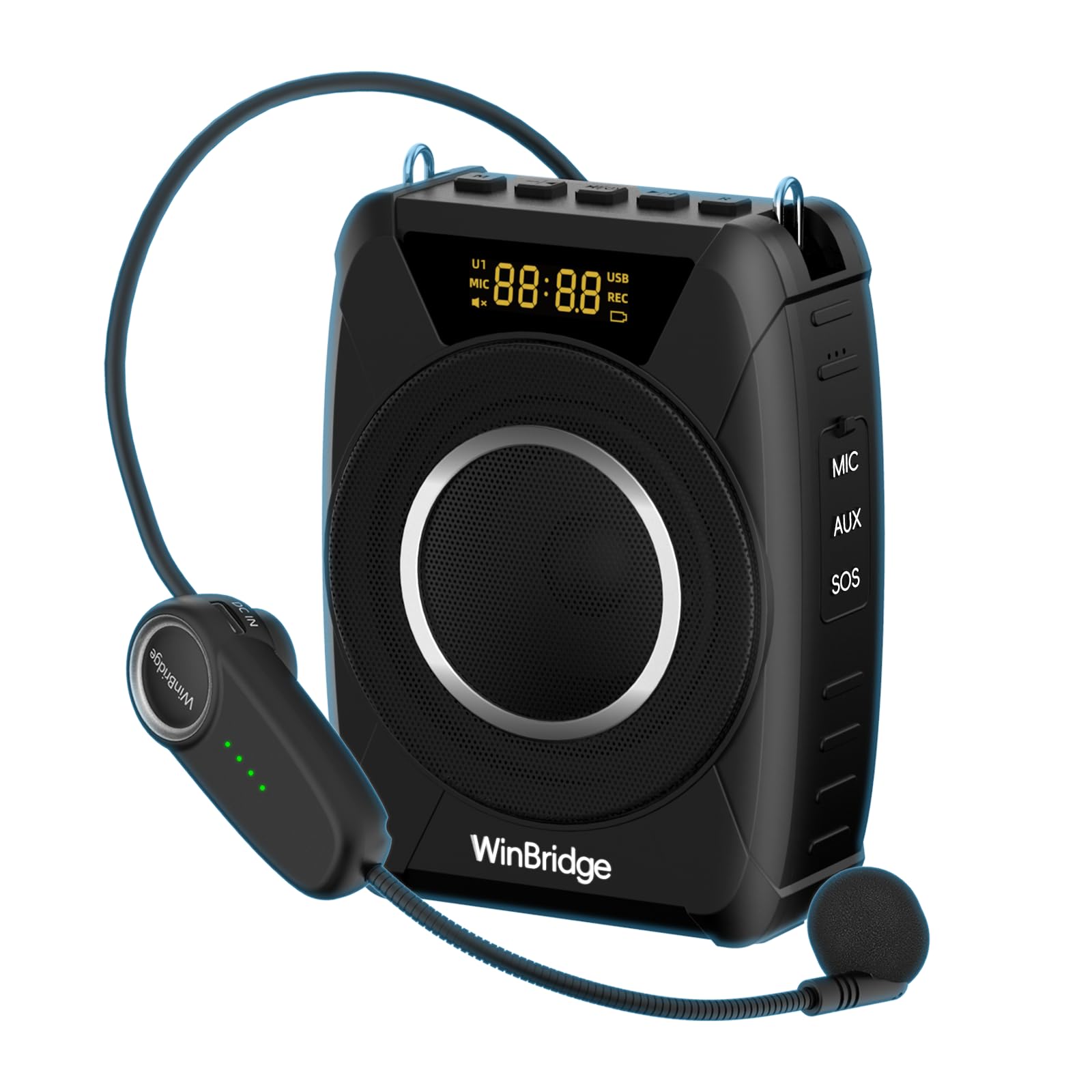 Powerful Portable Voice Amplifier with Bluetooth5.0, Recording and UHF Wireless Microphone Headset - 20W Speaker System for Teachers, Singers, Coaches