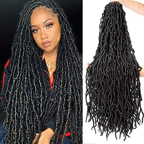 36 inch New Faux Locs Crochet Hair Extended Soft Locs Crochet Braids for Black Women 6 packs Pre-Looped Synthetic Crochet Braiding Hair (36 inch, 1B)