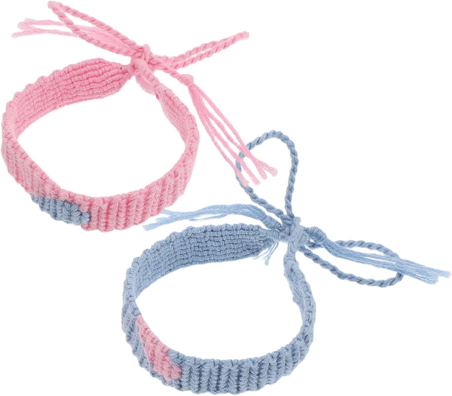 Abaodam 2pcs Handmade Woven Bracelet Cotton Thread Tassel Couple Accessory