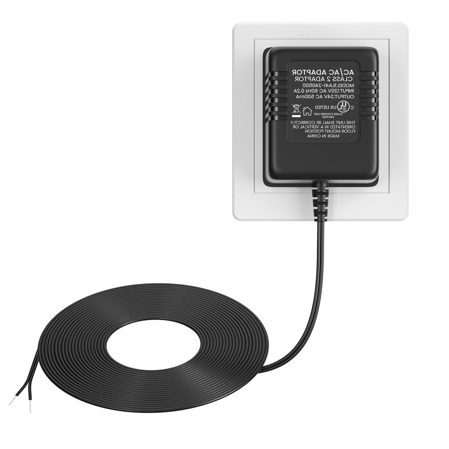 BNTBS 24V Transformer With 26ft Cable - Power Adapter For Smart Doorbells & Thermostats