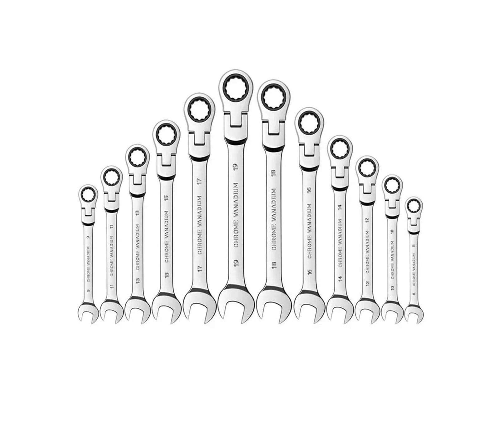 BCXZPPQDL 6mm-22mmRatcheting Flex Head Wrench Set Metric Ratchet Combination Wrenches Cr-V Gear Spanner Set Car Key Wrench Repair Tool Set(13pcs(6-18))