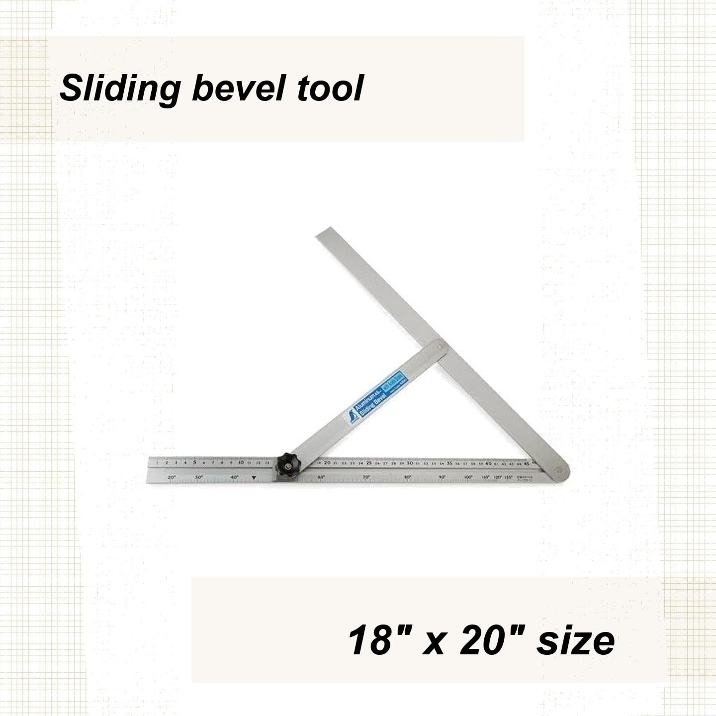 Shinwa Aluminum Sliding Bevel, 18 x 20 Inches, Anodized Aluminum