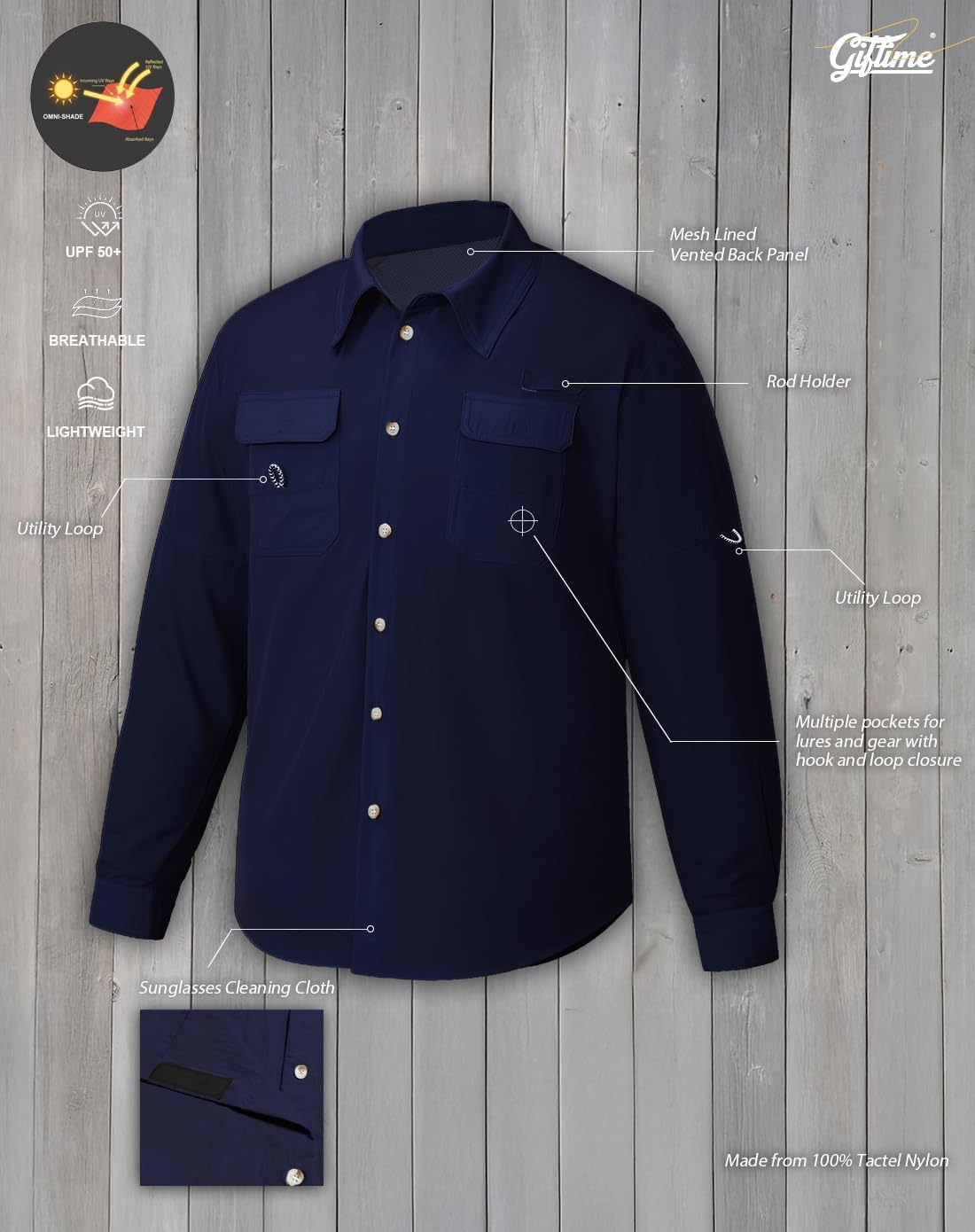 Fishing Shirts for Men Long Sleeve Mens Shirts Sun Protection Quick Dry Shirt Men for Travel Safari Hiking - Image 6