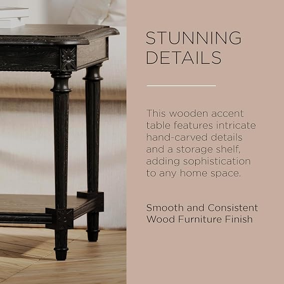 Maven Lane Pullman Side Table, Wood, Rustic Antiqued, White