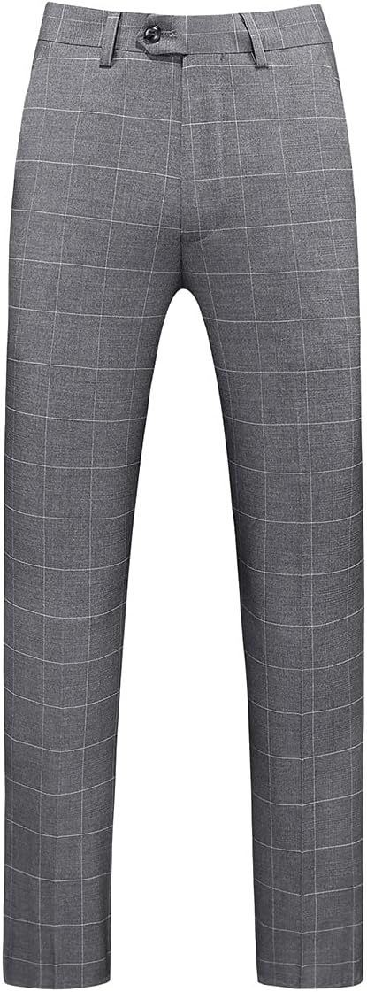 Mens Plaid 3 Piece Suits Slim Fit Double Breasted Plaid Suit Jacket Vest Pants Set Formal - Image 4