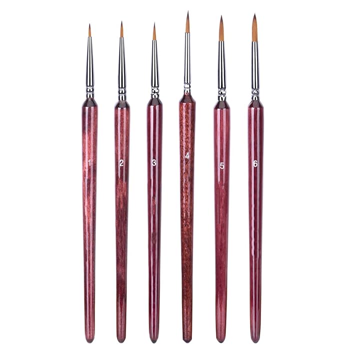 Buy Professional Sable Hair Detail Paint Brush Set 6 Miniature Art