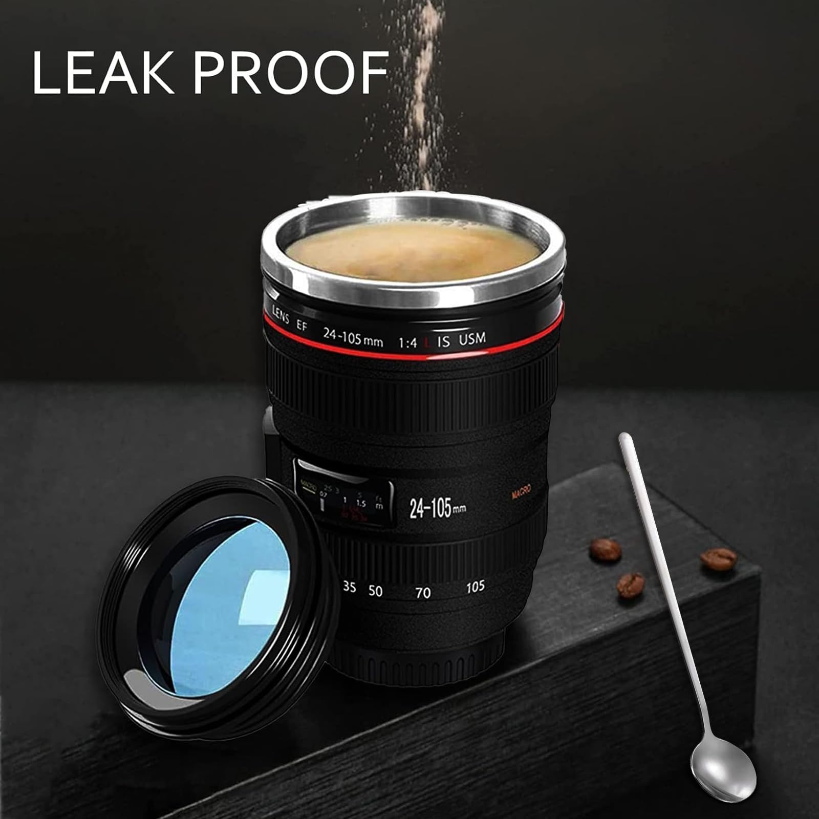 Amazon.com: FAEFTY Camera Lens Coffee Mug, Cameras Lens Mug, Travel Coffee  Cup Stainless Steel Camera Coffee Mug, Interesting Photographers Gifts for  Women/Men (Black) : Home & Kitchen