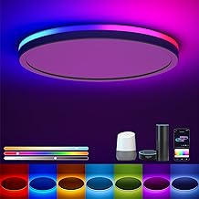 Matane Smart LED Ceiling Light WiFi, 12IN RGB Flush Mount Light Fixture, DIY Colors, Compatible with Alexa Google Home, 3000K-6500K Ceiling Lights for Bedroom, Living Room, White