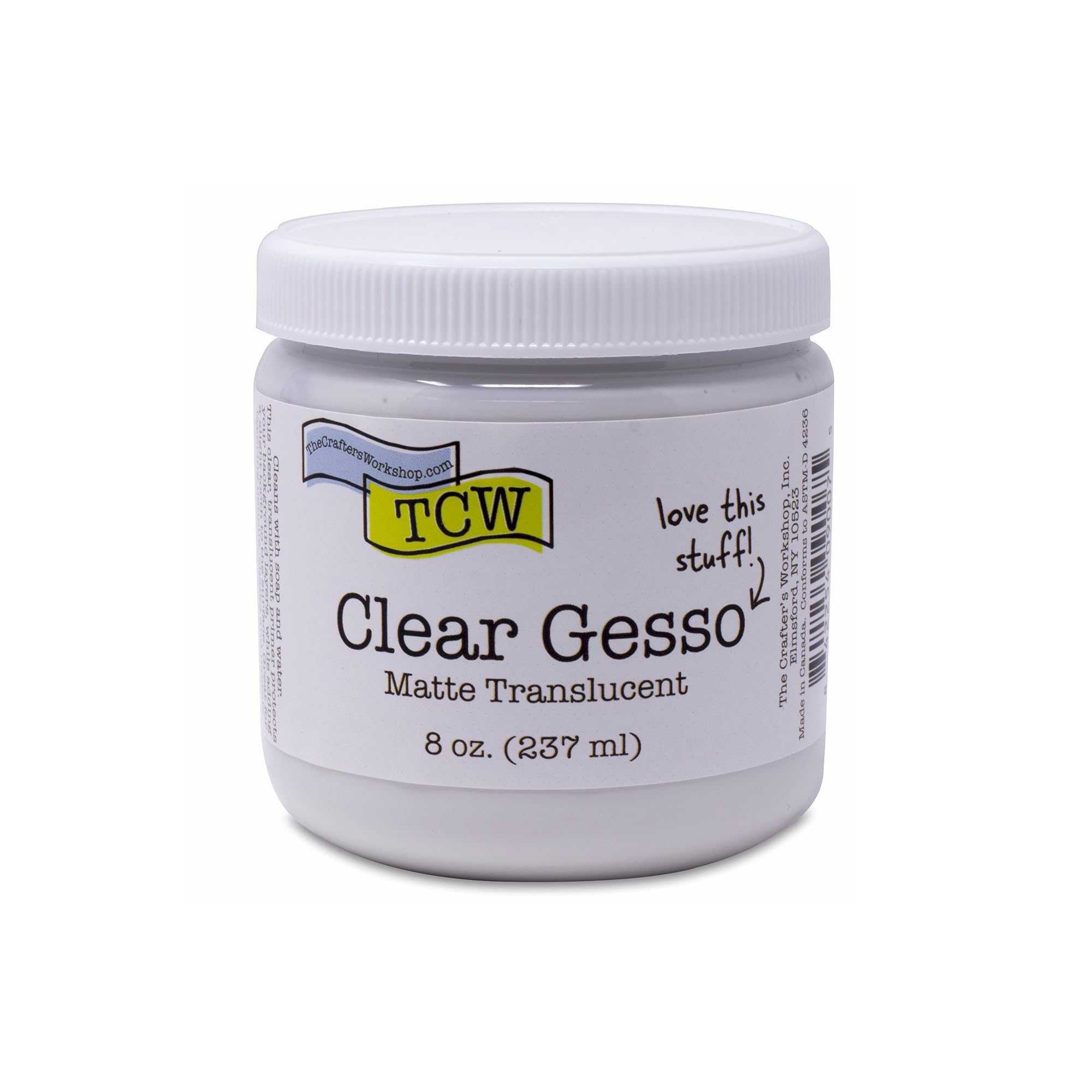 The Crafter's Workshop Clear Gesso Primer for Acrylic Painting & Mixed Media Art - Boutique Quality, 8 oz Jar