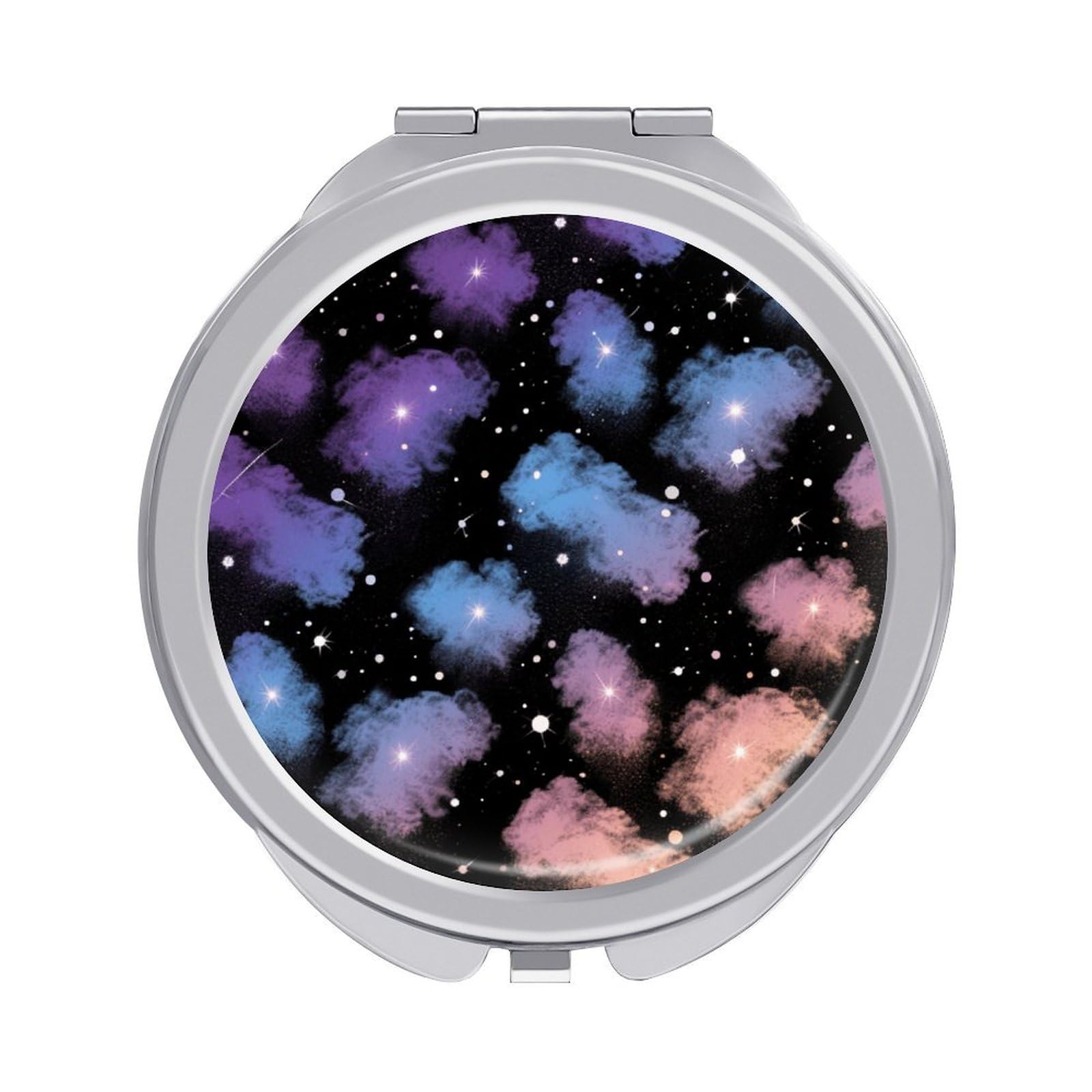 Fekiloot Style Gradient Starry Sky Travel Makeup Mirror Handheld Compact Mirror Portable Pocket Mirror Double-Sided 1X/2X Magnifying For Handbag And Purses