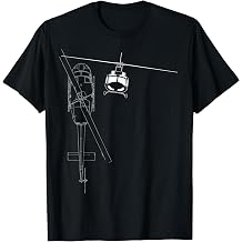 UH-1 Huey Helicopter Line Art Military Aircraft Pilot Design T-Shirt
