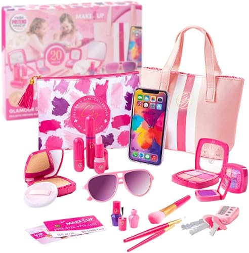 Make it Up Juego de maquillaje y juguetes de 17 piezas para juegos de simulación, bolso realista para niños y kit de maquillaje de The Glamour Girl