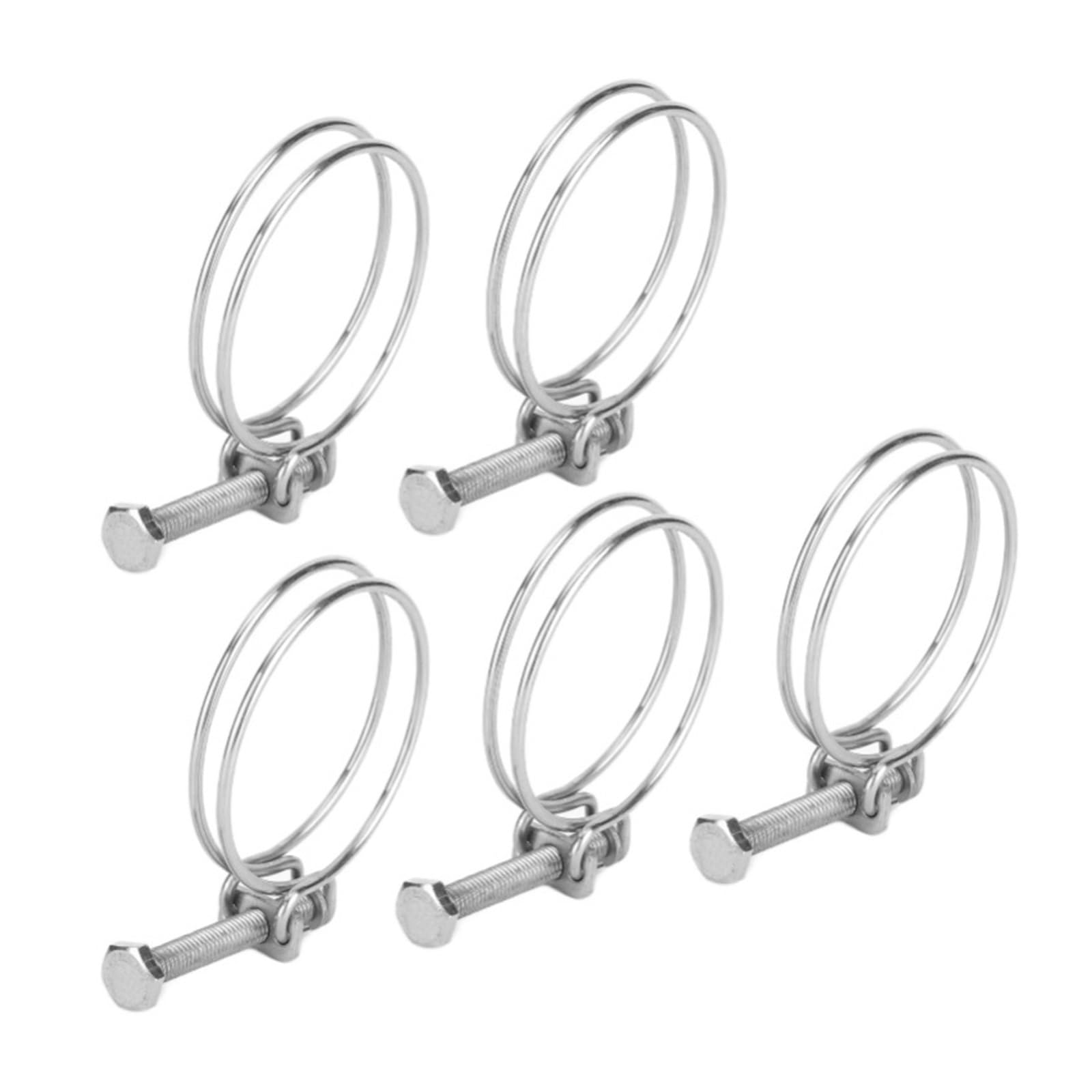 Abrazadera de manguera de doble línea Abrazadera de manguera de doble alambre, Clip de tubo de alambre de acero inoxidable ajustable for uso doméstico Industrial, 59-65mm, 5 uds.