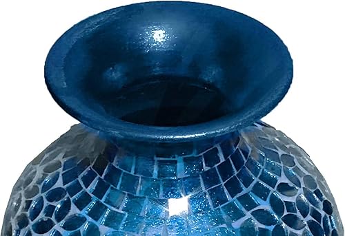 Miniatura 5 de Florero de mosaico, jarrón alto, florero decorativo de mosaico de 20 pulgadas, jarrón de acento védico con incrustaciones de mosaico de vidrio con