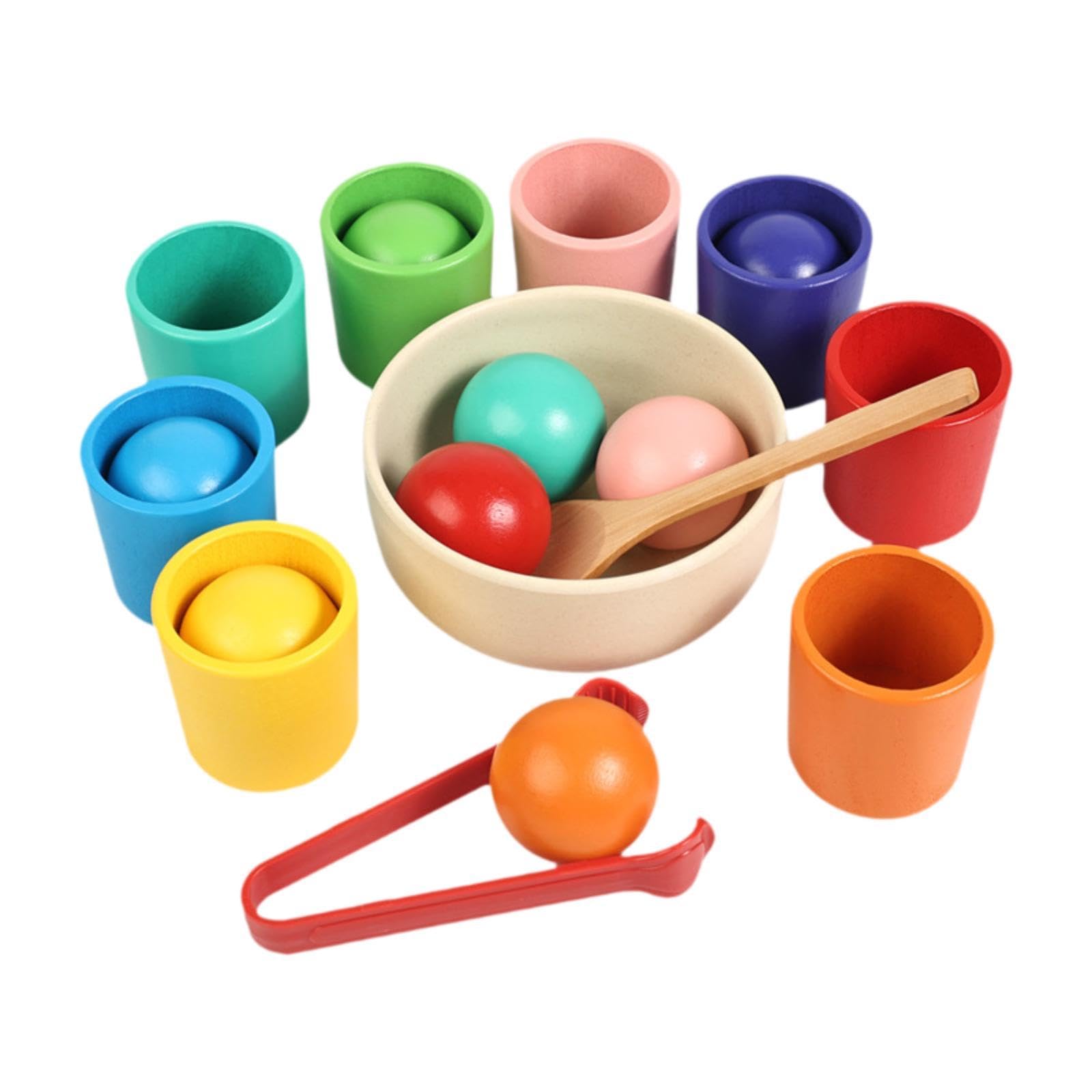 Farbsortierspiel mit Bällen Und Bechern – Robustes Spielzeug für Vorschulkinder Zur Förderung Der Feinmotorik – Farbklassifizierung