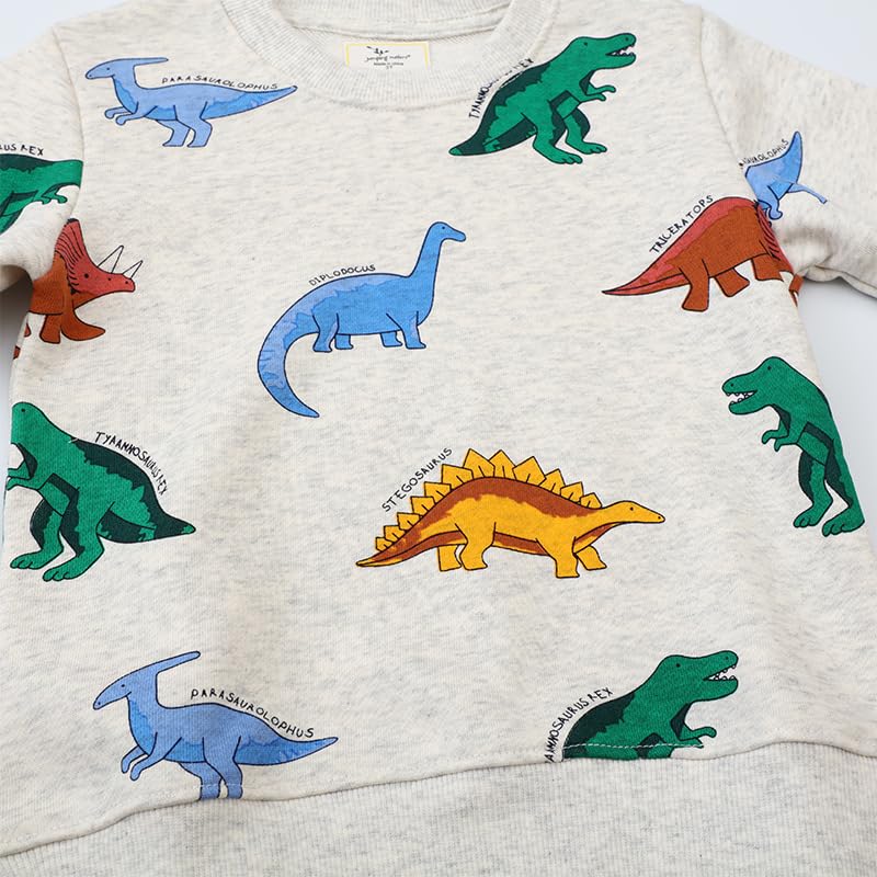 Irsutey Toddler Boys Crewneck Sweatshirts Cotton Dinosaur Cartoon Pattern Long Sleeve Casual Trendy Pullover Tops 1-7Y2