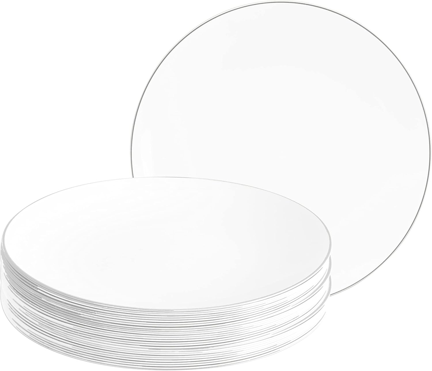 LUXE PARTY NYC Plastic 30 Pack Dinnerware Plates | Disposable| 7.5"| Salad Plate| Appetizer | Dessert| Partyware| Party Supplies | Holidays | Blush and Silver