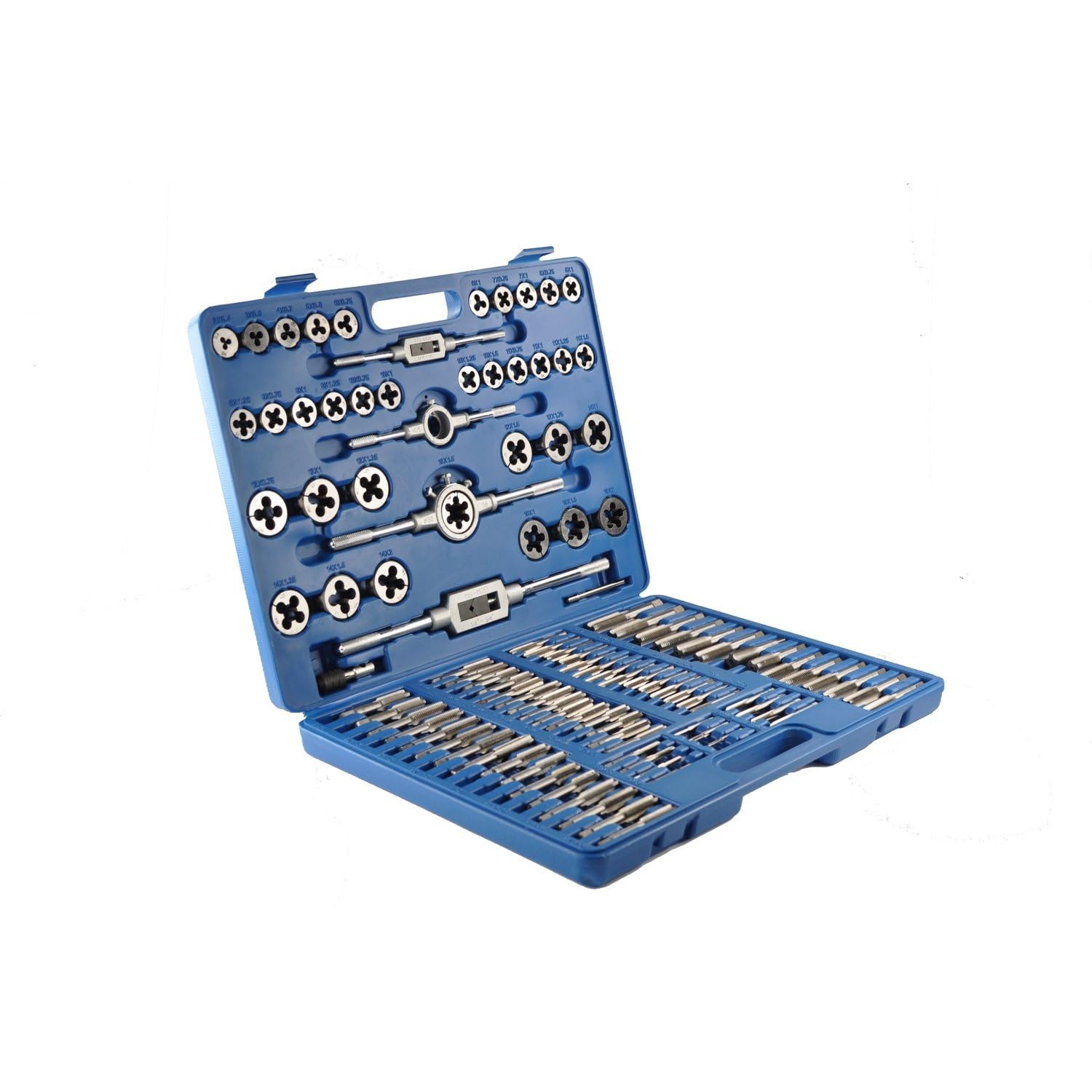 TSX TOOL Set Maschi e Filiere Metrici 110 Pezzi M2-M18 Acciaio Trattato con Cassetta Portautensili