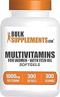 Vista 1 de BulkSupplements. com Multivitamínico para mujer Softgels - Multivitamínico con hierro, suplemento multimineral, con aceite de pescado, sin gluten, 1