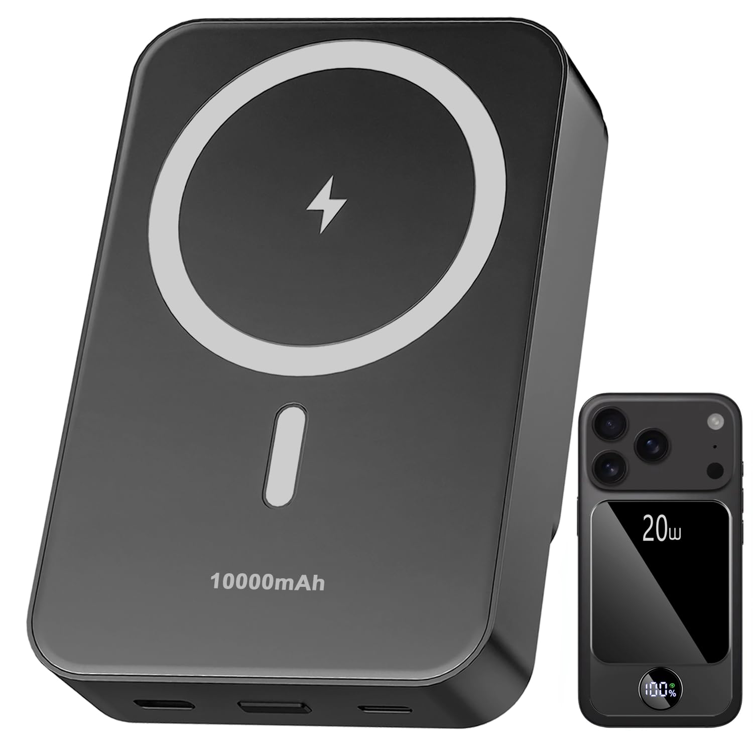 Magnetic Portable Charger Power Bank 10000mAh with PD 20w Fast Charging USB C Out in Battery Pack Compatible