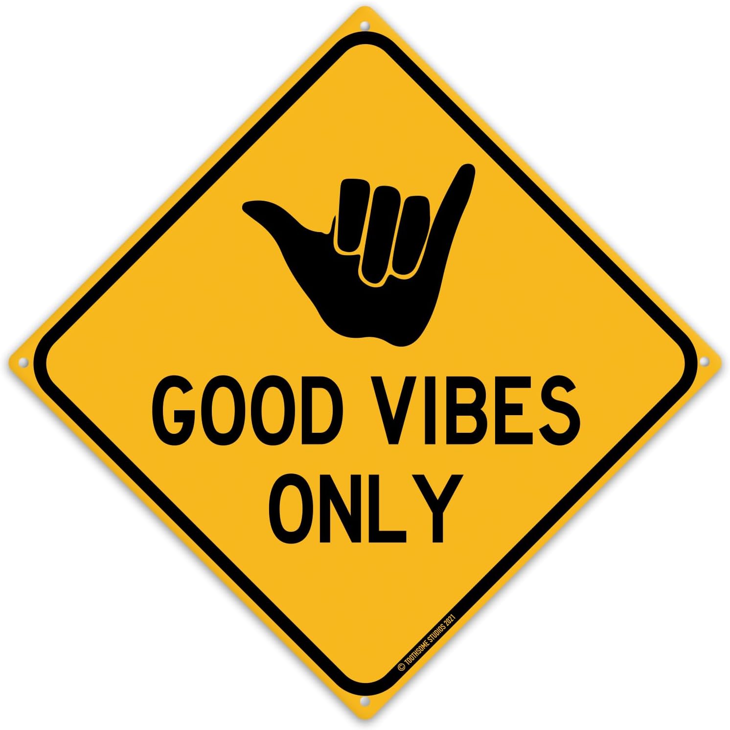 Good Vibes Only 12" x 12" Funny Tin Road Sign Aloha Shaka Surfer Theme Home Beach House Pool Decor Hang 10 Surf Dude Hawaii Plaque
