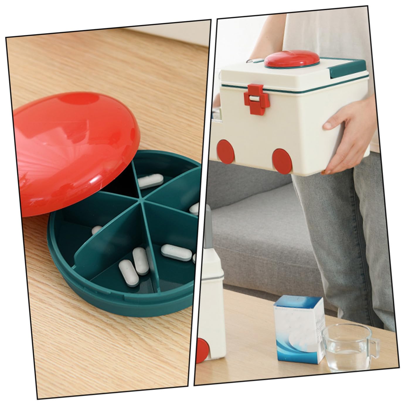 UKCOCO Caja De Almacenamiento Médica De Gran Capacidad Doble Organizador De Primeros Auxilios Para Hogar y Viajes Diseño Asa Para Fácil Transporte Para y Accesorios