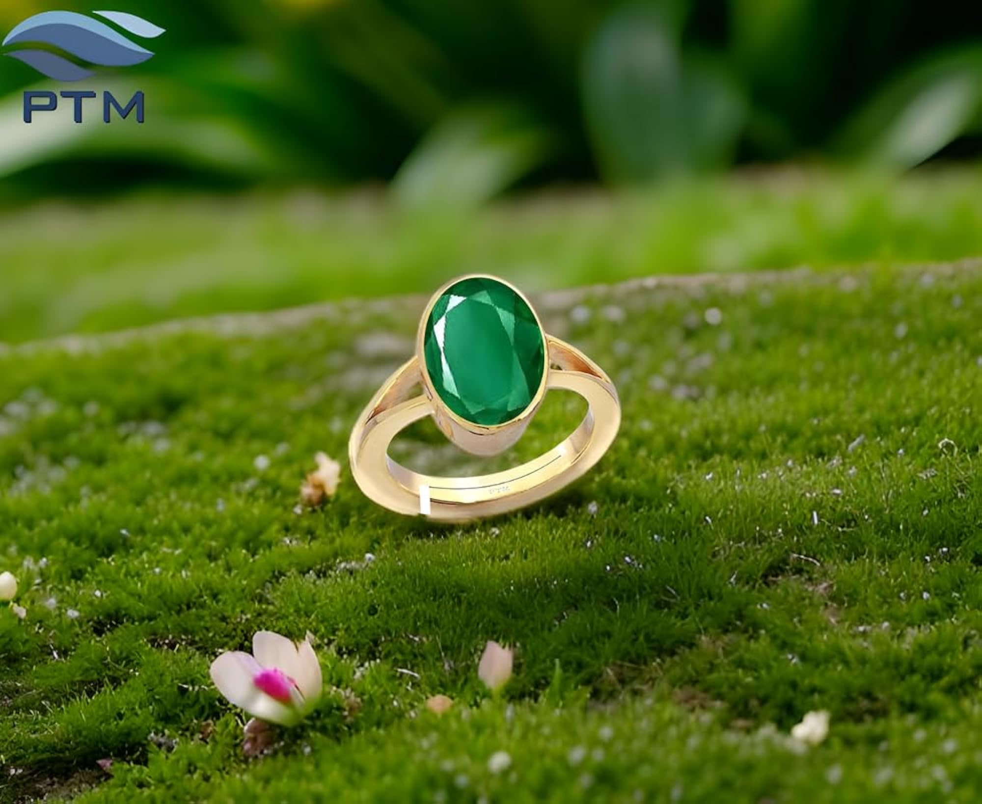 Women's Gold Plated Emerald Adjustable Ring, Panchdhatu