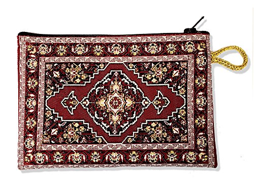 Religious Gifts Burgundy Case Tapestry Rosary Case Pouch Purse Keepsake Holder 5 1/2 Inch Width