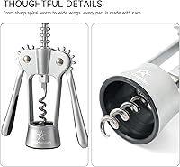 Vista 6 de Abridor de vino, sacacorchos de aleación de zinc de alta resistencia con tornillo espiral afilado, asas redondas, plata mate