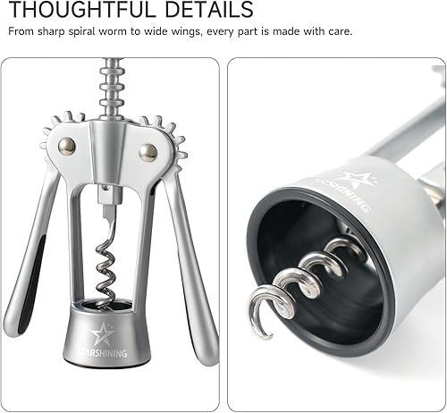 Miniatura 7 de Abridor de vino, sacacorchos de aleación de zinc de alta calidad con gusano en espiral afilado, fácil extracción de corcho y tapa para el hogar,