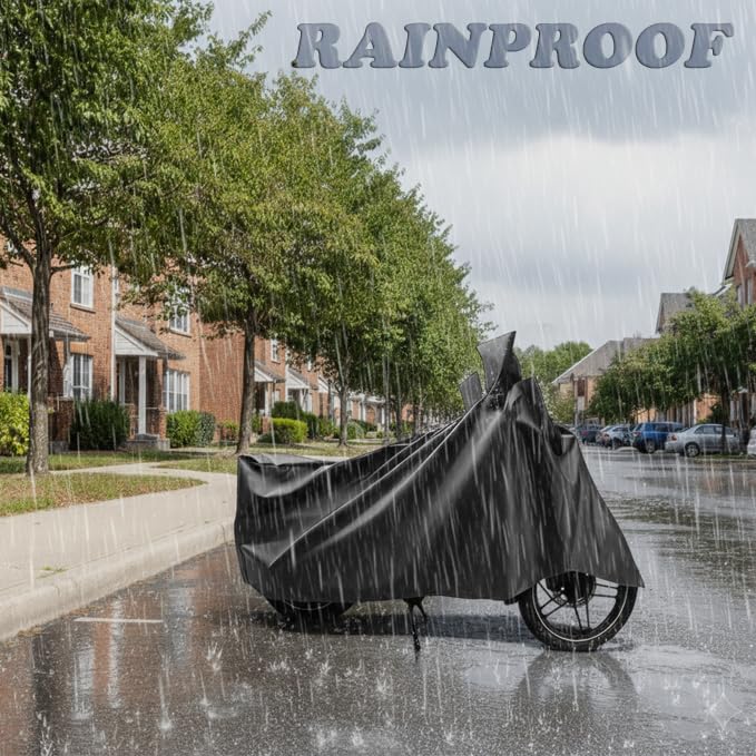 Image of DRAKOWISH Waterproof Scooty Cover for Tvs Pep Plus All Weather Protection from Rain, Dust, UV Rays & Scratches with Mirror Pockets & Buckle Belt