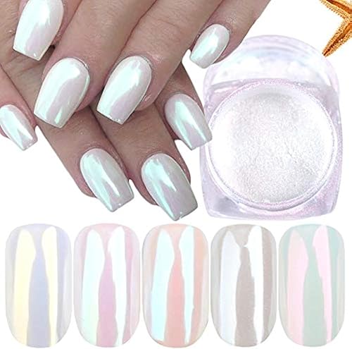 7 colores de polvo de uñas de cromo perla, juego de polvo iridiscente de sirena aurora, pigmento metálico con efecto espejo brillante para esmalte