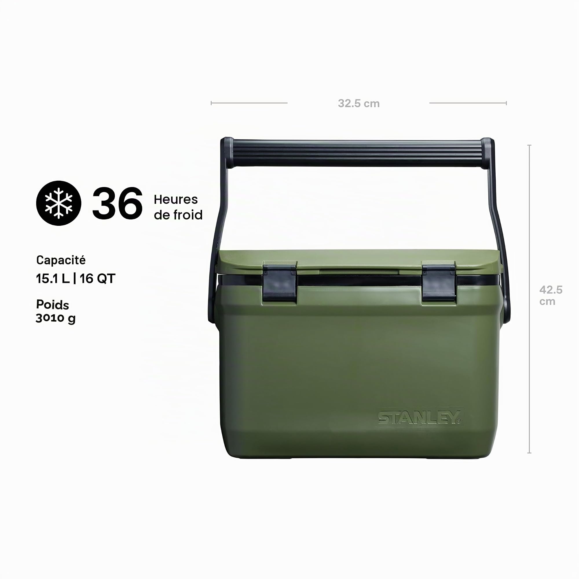 Stanley 1913 Adventure Outdoor Cooler Polar White - Double paroi en Mousse Isolante - sans BPA - Glacière - Glacière de Camping très résistante Qui Fait Aussi Office de de siège