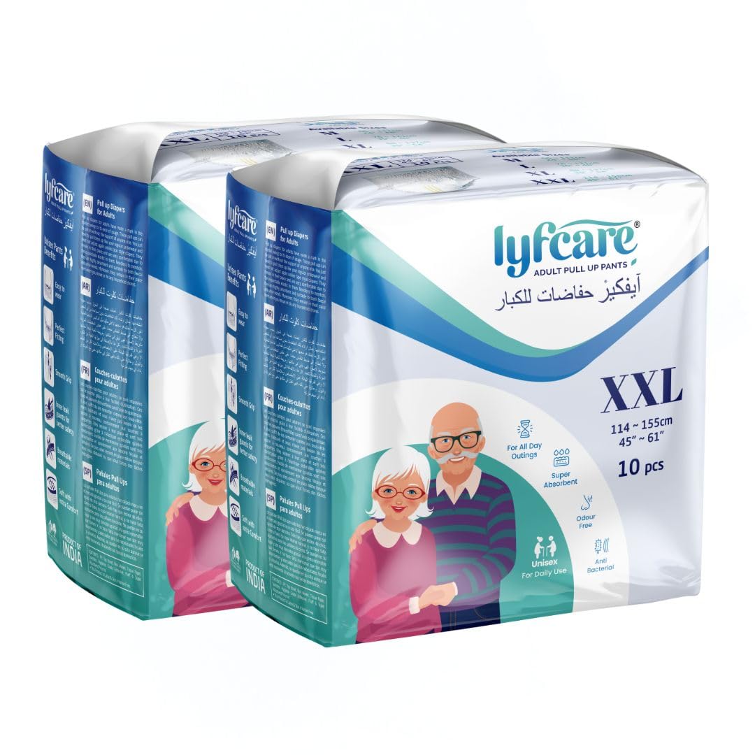 Lyfcare Adult Diapers XXL Size - 20 Units (Pack of 2) | Unisex Diapers Pants Style | Waist (114-155 cm) | Wetness Indicator, Super Absorb, 360° Protection & 0% Leakage | For Men & Women_Regular (B0D31W22XL) Amazon Price History, Amazon Price Tracker