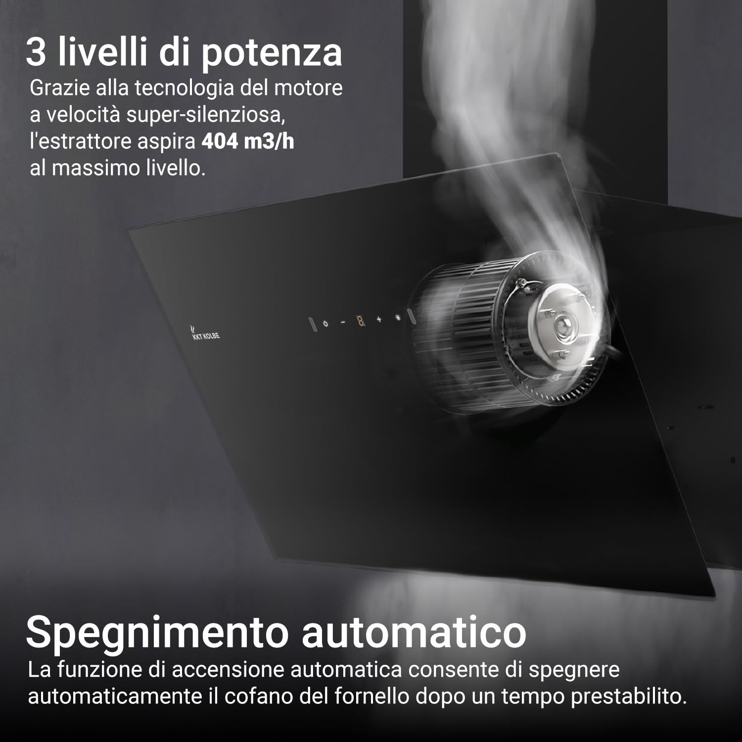 KKT KOLBE Cappa aspirante inclinata BASE6004S, 60 cm, nero