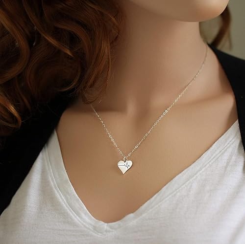 Miniatura 2 de Everyday you change the world  Silver  EKG Heartbeat  Heart Necklace  Gratitude  EMT Nurse Paramedic Doctor Gift