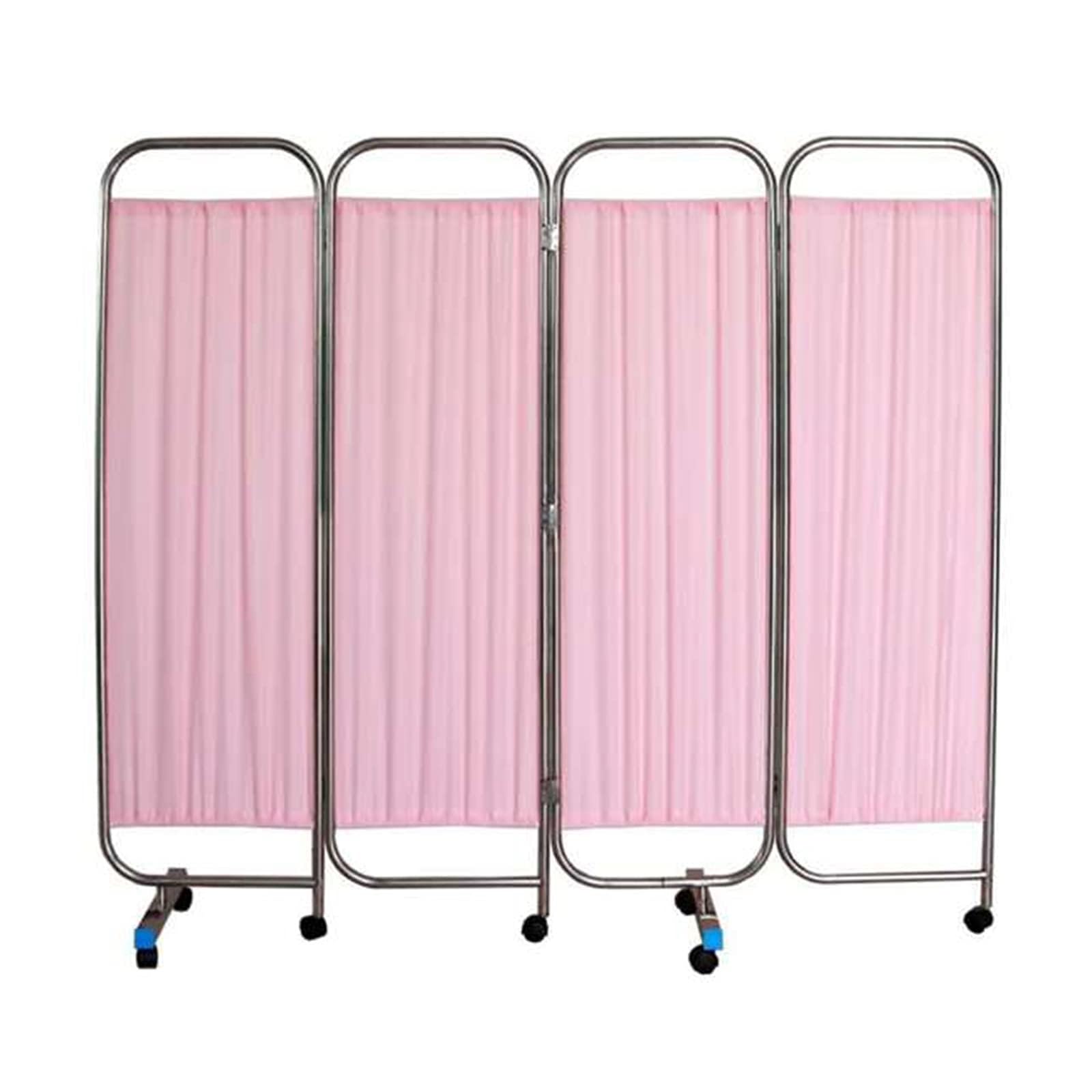 Paravent médical pliable rose séparateur de pièce à roulettes de 1,8m