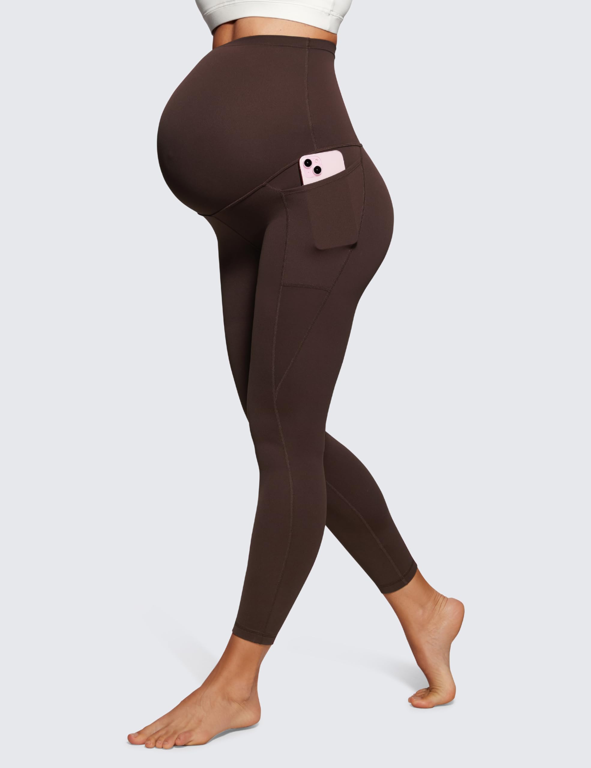 CRZ YOGA Butterluxe Mujeres Leggings de Maternidad con Bolsillos Ejercicio Yoga Embarazo Pantalones - 63cm