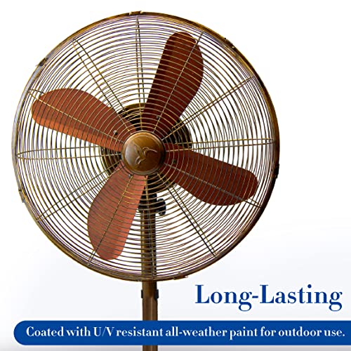 Decobreeze Pedestal Standing Fan, 3-Speed Oscillating Fan With Adjustable Height, Nautica, Antique Fan, 18 Inches #TOP6