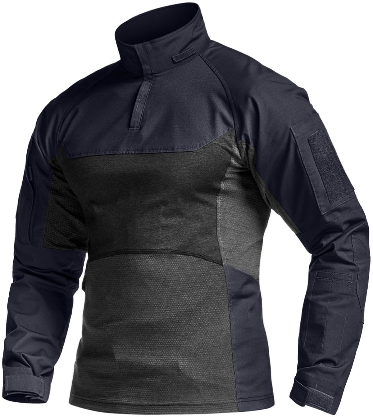 CQR Men's Tactical Combat Shirt, 1/4 Zip Long Sleeve Breathable Military BDU Training Top for Shooting, Hunting, Range Use