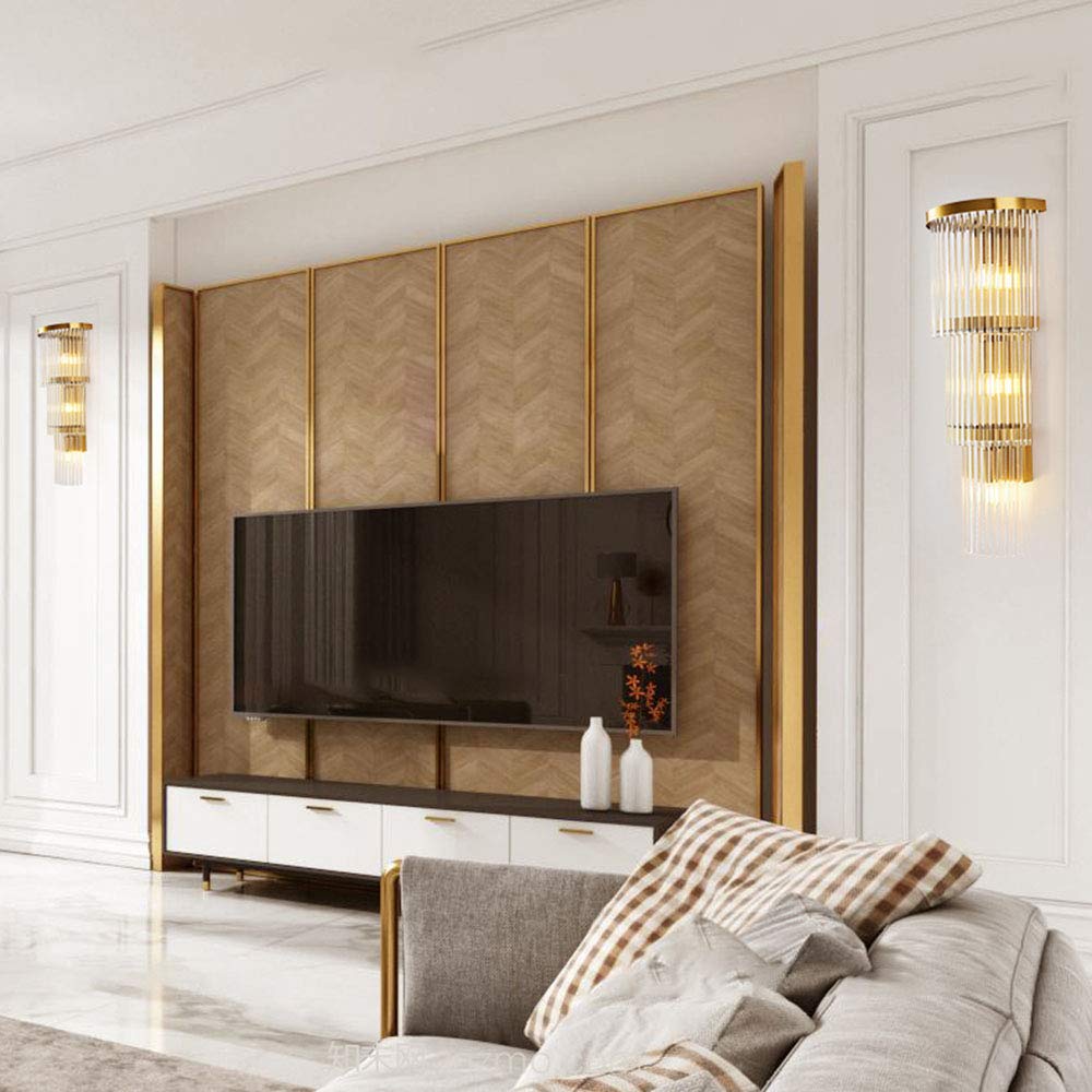 Luces de Pared LED, lámpara de Pared para Sala de Estar Interior, iluminación de Pared Decorativa de Cristal de Acero Inoxidable Moderna para Dormitorio, Camino, Pasillo, escaleras, balcón