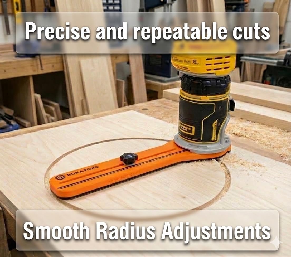 Router Circle Jig for DeWALT DCW600, DWP611– Carbon‑Fiber Radius Guide, Adjustable 1.6–37" Circle Cutting Jig for Trim Routers, Made in USA
