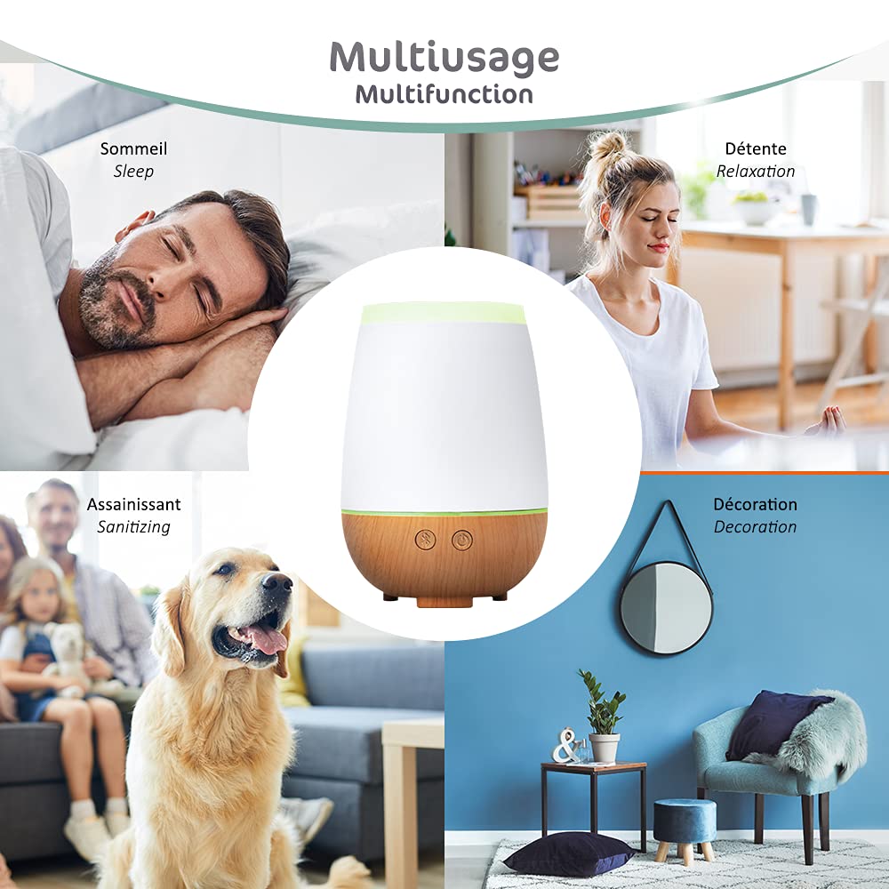 Musilia - Ultradźwiękowy dyfuzor olejków eterycznych - z głośnikiem Bluetooth - Łączy dyfuzję olejków eterycznych, muzyki i otoczenia świetlnego - dyfuzja do 40 m²