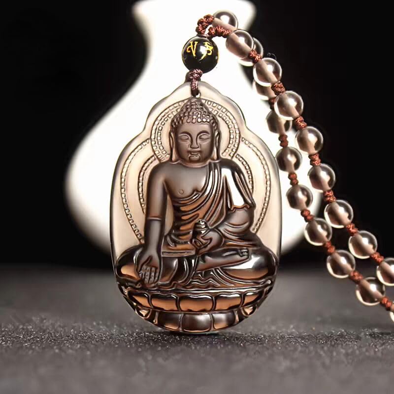 Natural black ice obsidian sakyamuni buddha Herbalist buddha necklace Amulet pendant bead with adjustable chain for women or men4