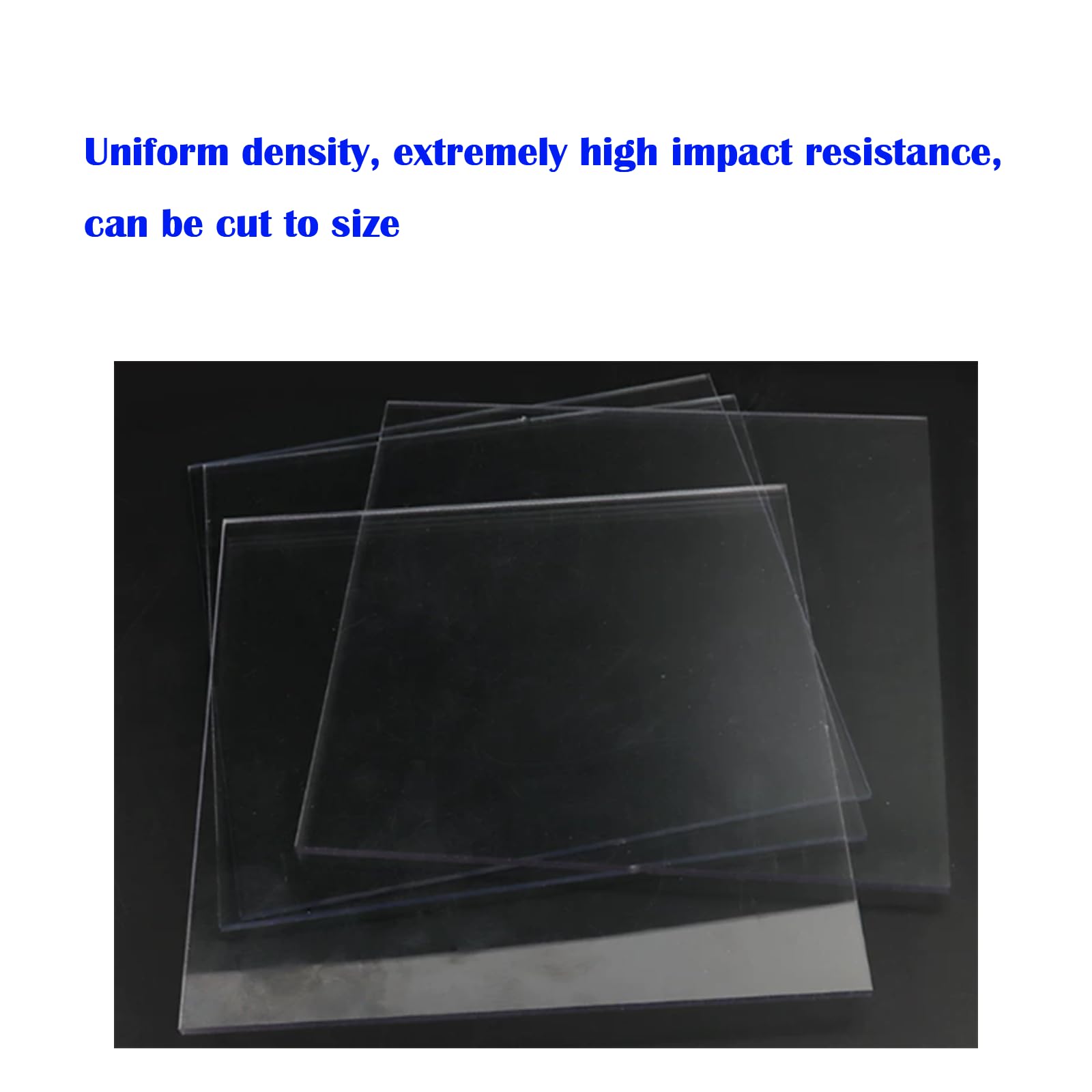 Placa de policarbonato de alta transparencia, metacrilato resistente, material de policarbonato, placa rígida de plástico resistente a la lluvia (6mm*500mm*500mm)
