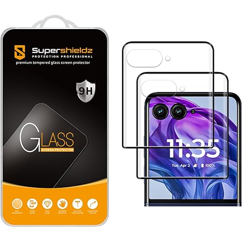 Supershieldz (2 Pack) Designed for Motorola Razr+ / Plus 2024 (Front Screen Only) Tempered Glass Screen Protector, 3D Curved Glass, Anti Scratch, Bubble Free (Black)