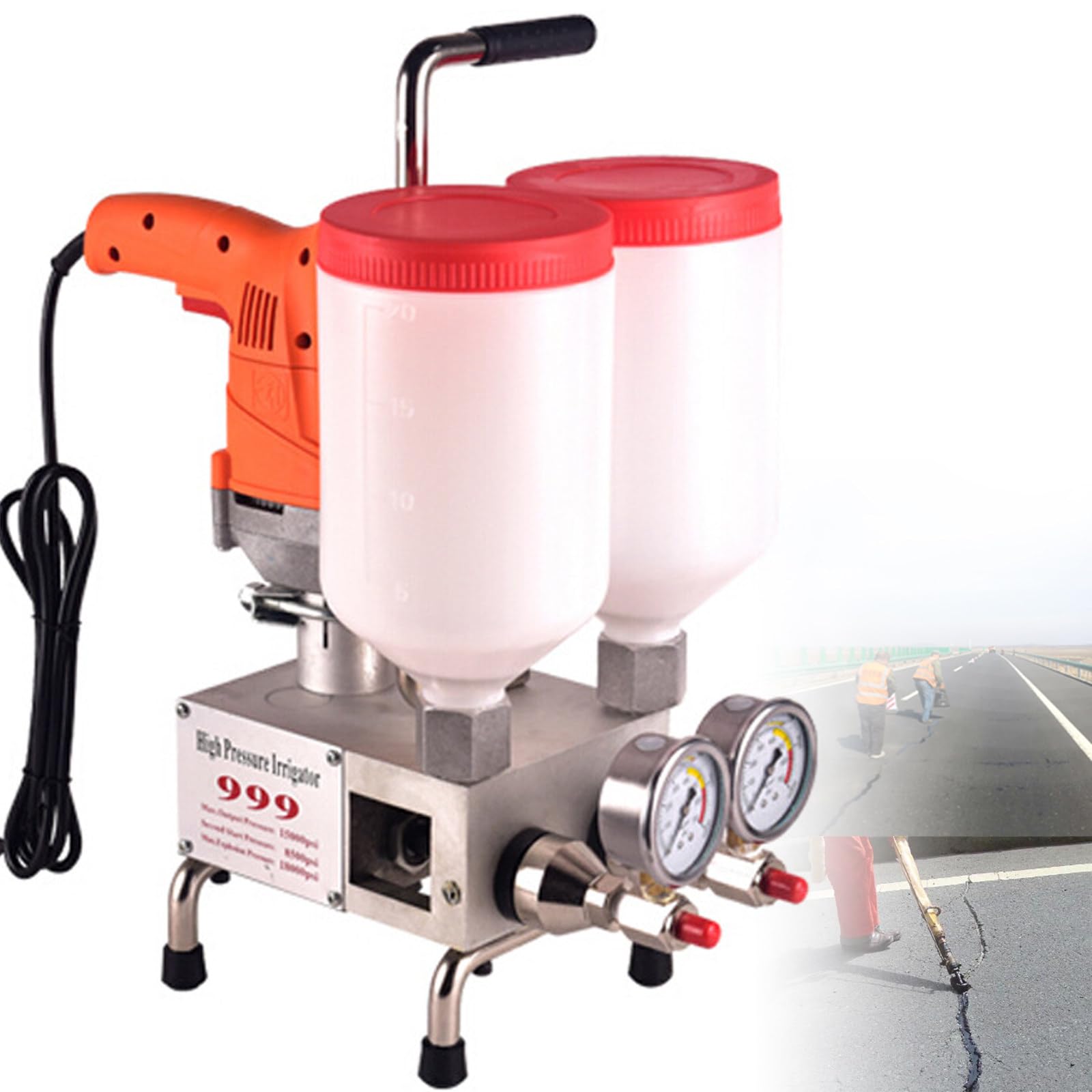 Hochdruck Injektionsperfusionsmaschine Injektionspumpe 1100W Doppelflüssigkeit Hochdruck-Fußbodenfugenmaschine zur Reparatur von Rissen Injektionspumpe Vergussmaschine